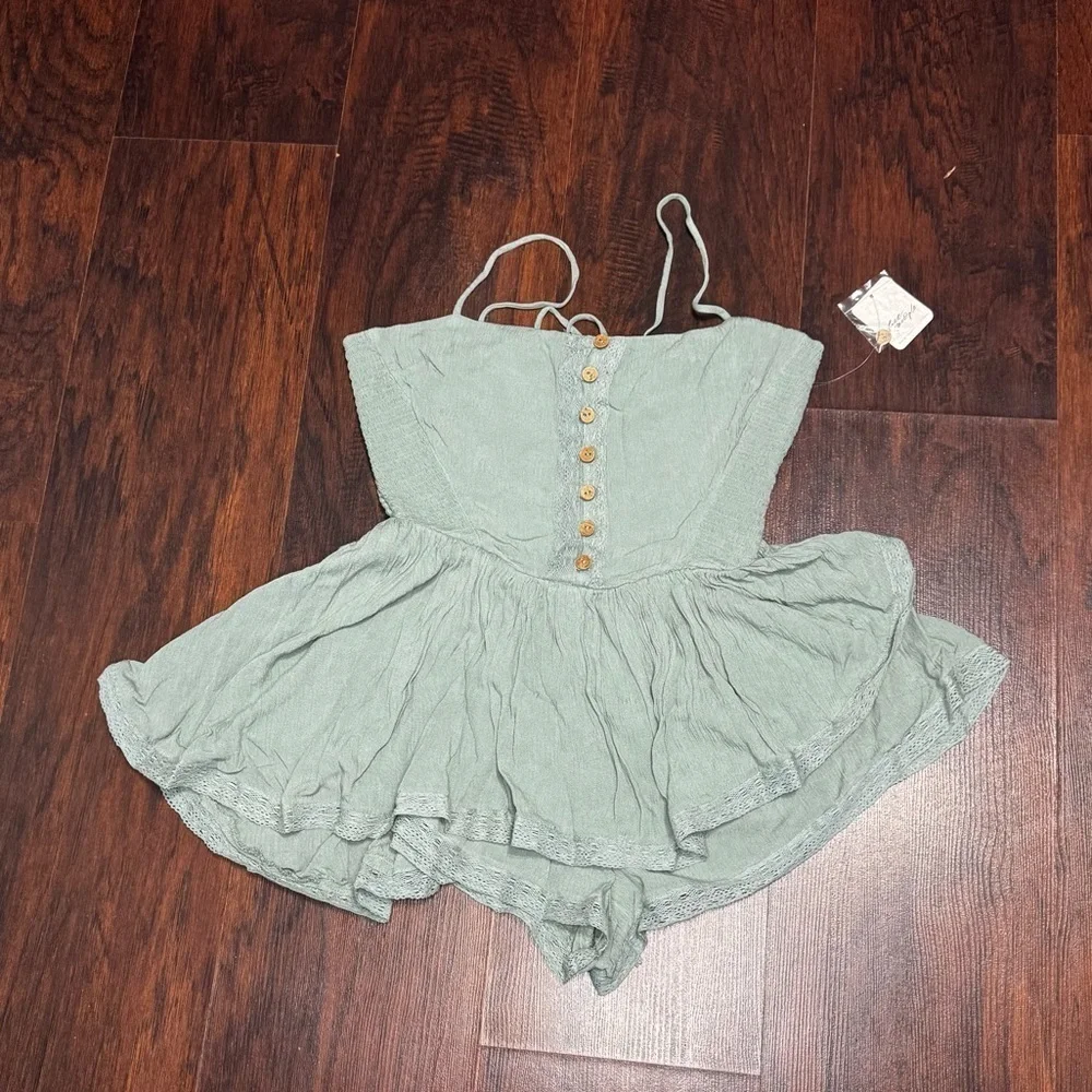 Free People Marley Romper Green  XSmall NWT